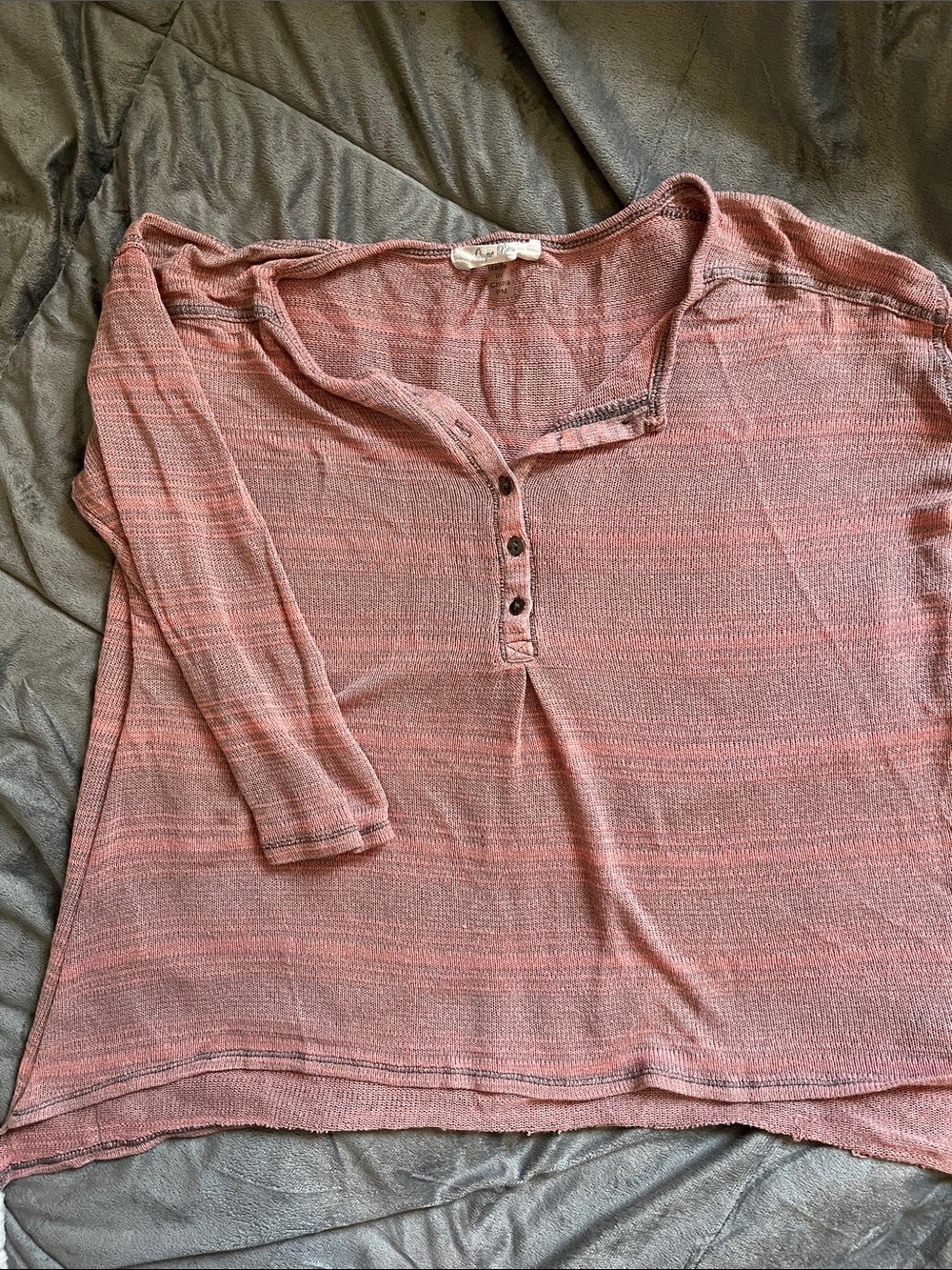 Relaxed Pink Henley Knit Top